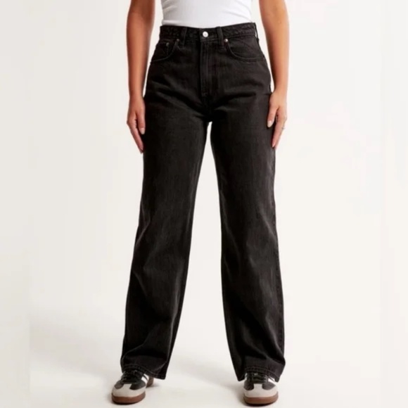 Abercrombie & Fitch The Loose High Rise Washed Black Jeans - Size 26S / 2S Curve - Picture 10 of 10
